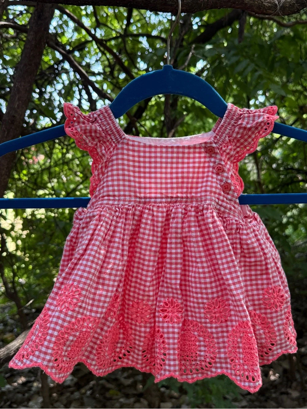 Baby Gap Embroidered Gingham Scalloped Frock